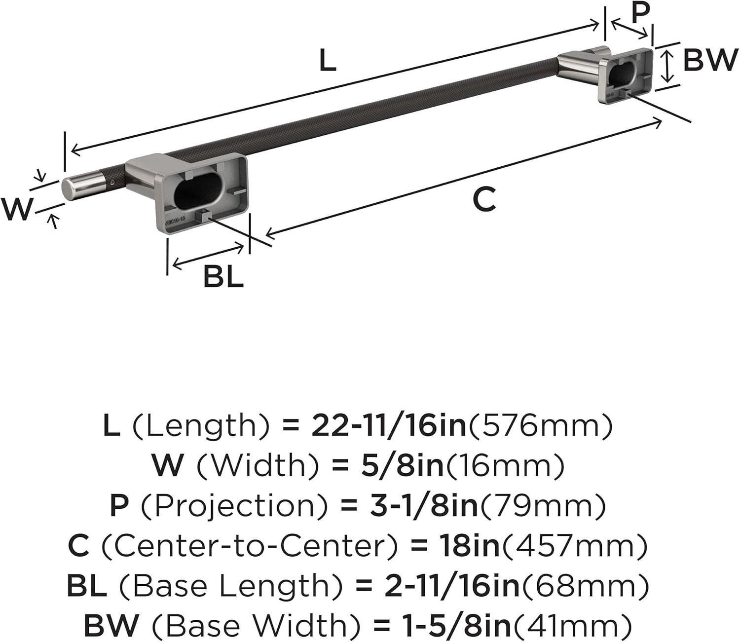 imageAmerock BH26615PNSS Polished NickelStainless Steel Towel Bar 24 in 610 mm Towel Rack Esquire Bathroom Towel Holder Bathroom Hardware Bath AccessoriesBrushed NickelOil Rubbed Bronze