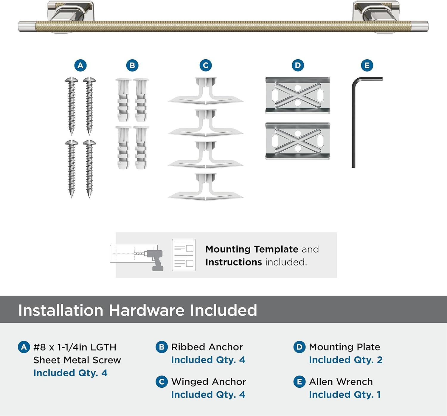 imageAmerock BH26615PNSS Polished NickelStainless Steel Towel Bar 24 in 610 mm Towel Rack Esquire Bathroom Towel Holder Bathroom Hardware Bath AccessoriesPolished NickelGolden Champagne