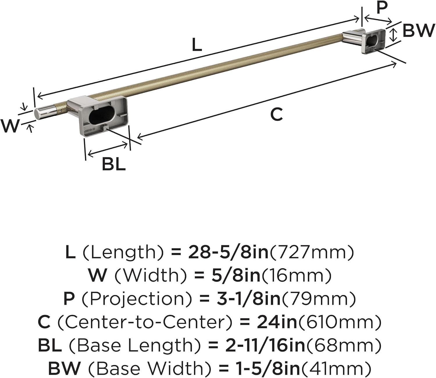 imageAmerock BH26615PNSS Polished NickelStainless Steel Towel Bar 24 in 610 mm Towel Rack Esquire Bathroom Towel Holder Bathroom Hardware Bath AccessoriesPolished NickelGolden Champagne