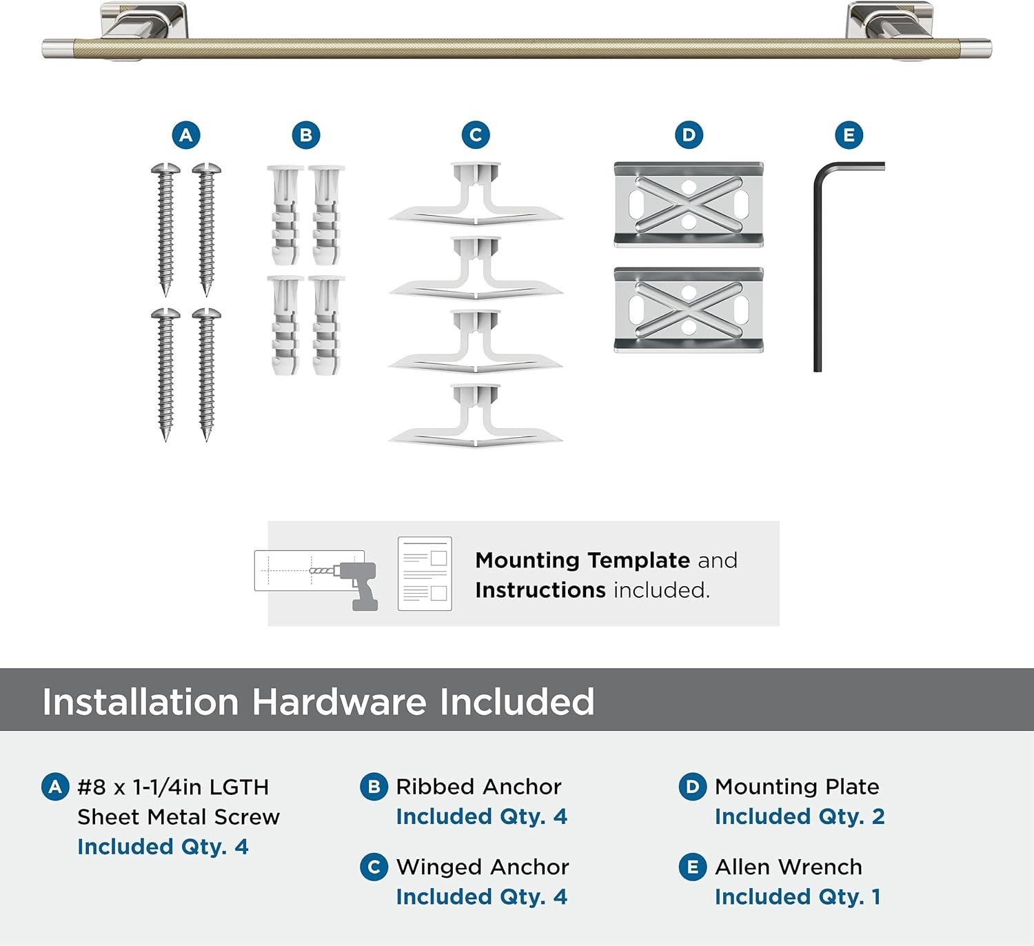 imageAmerock BH26615PNSS Polished NickelStainless Steel Towel Bar 24 in 610 mm Towel Rack Esquire Bathroom Towel Holder Bathroom Hardware Bath AccessoriesPolished NickelGolden Champagne