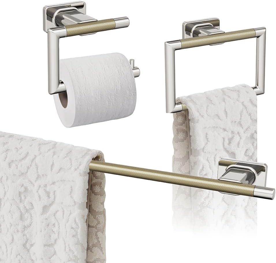 imageAmerock BH26615PNSS Polished NickelStainless Steel Towel Bar 24 in 610 mm Towel Rack Esquire Bathroom Towel Holder Bathroom Hardware Bath AccessoriesPolished NickelGolden Champagne