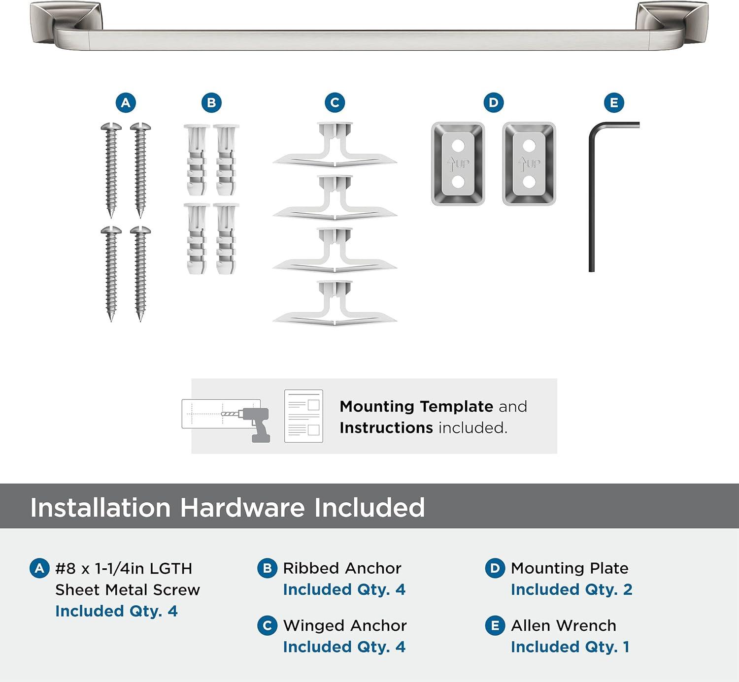 imageAmerock BH3601426 Chrome Towel Bar 24 in 610 mm Towel Rack Highland Ridge Bathroom Towel Holder Bathroom Hardware Bath AccessoriesBrushed Nickel