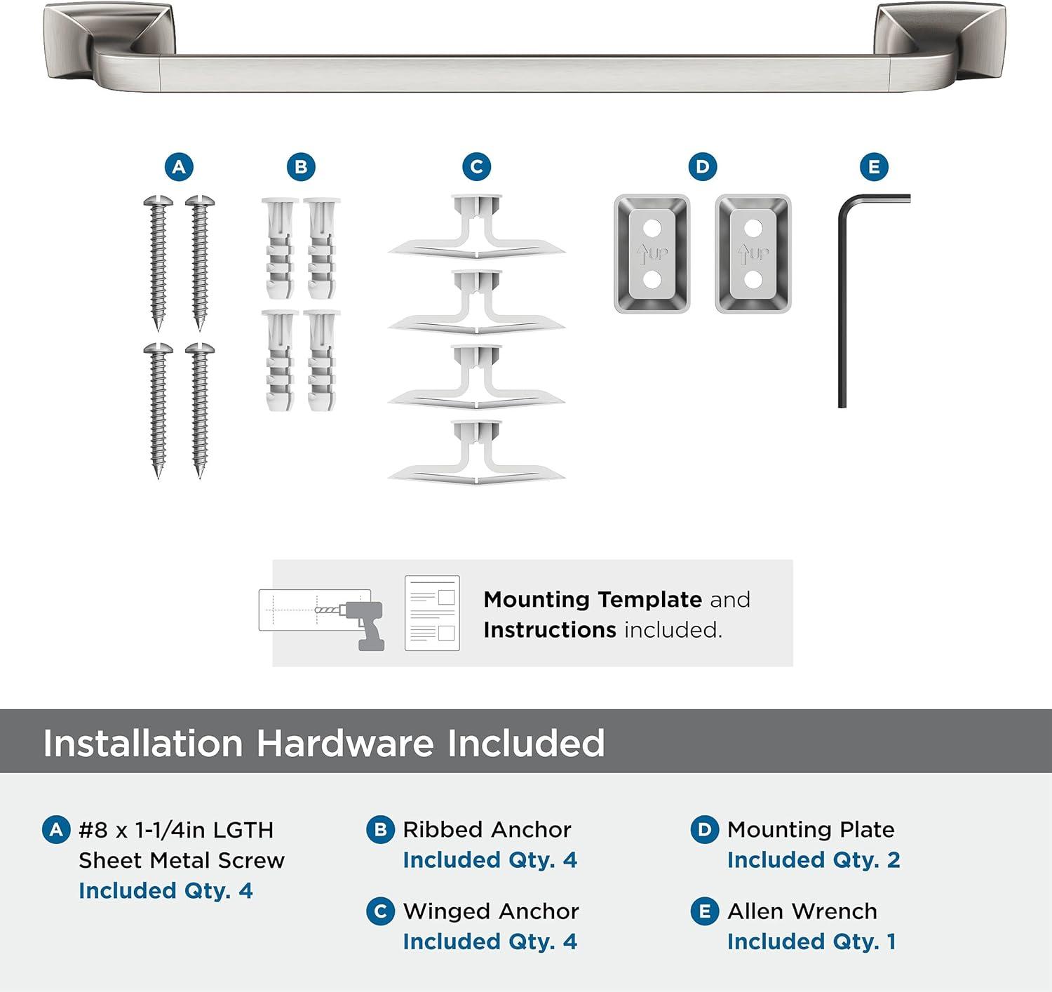 imageAmerock BH3601426 Chrome Towel Bar 24 in 610 mm Towel Rack Highland Ridge Bathroom Towel Holder Bathroom Hardware Bath AccessoriesBrushed Nickel