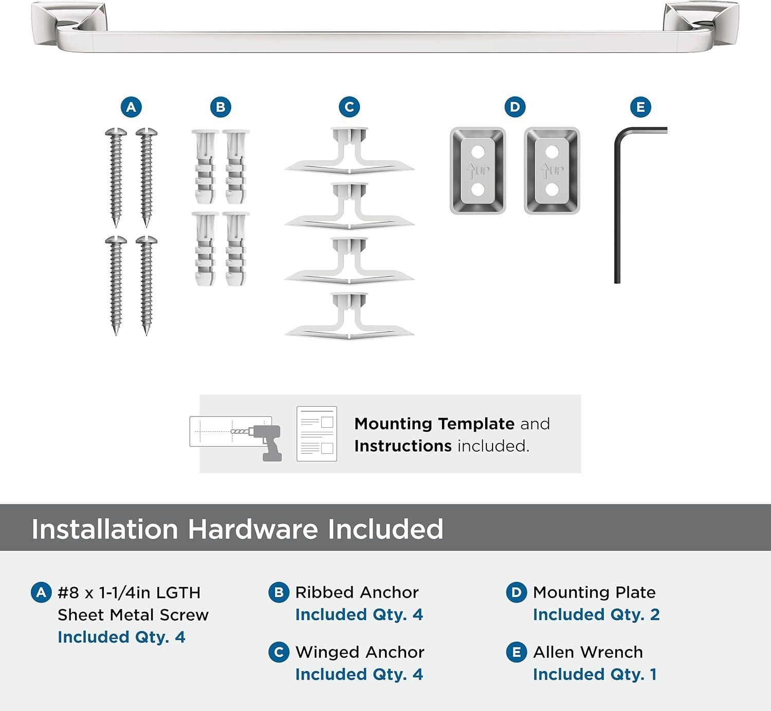 imageAmerock BH3601426 Chrome Towel Bar 24 in 610 mm Towel Rack Highland Ridge Bathroom Towel Holder Bathroom Hardware Bath AccessoriesPolished Nickel