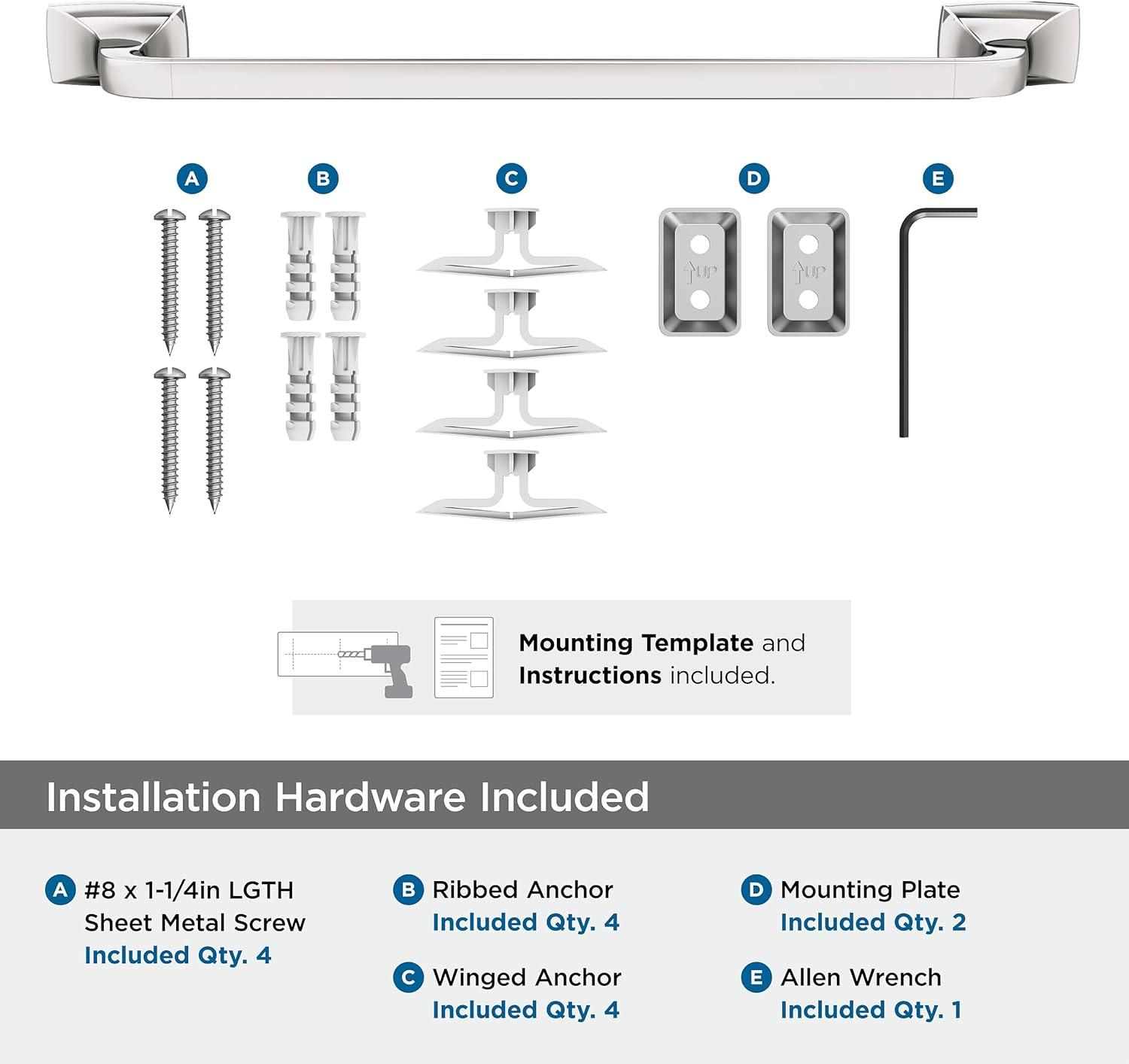 imageAmerock BH3601426 Chrome Towel Bar 24 in 610 mm Towel Rack Highland Ridge Bathroom Towel Holder Bathroom Hardware Bath AccessoriesPolished Nickel