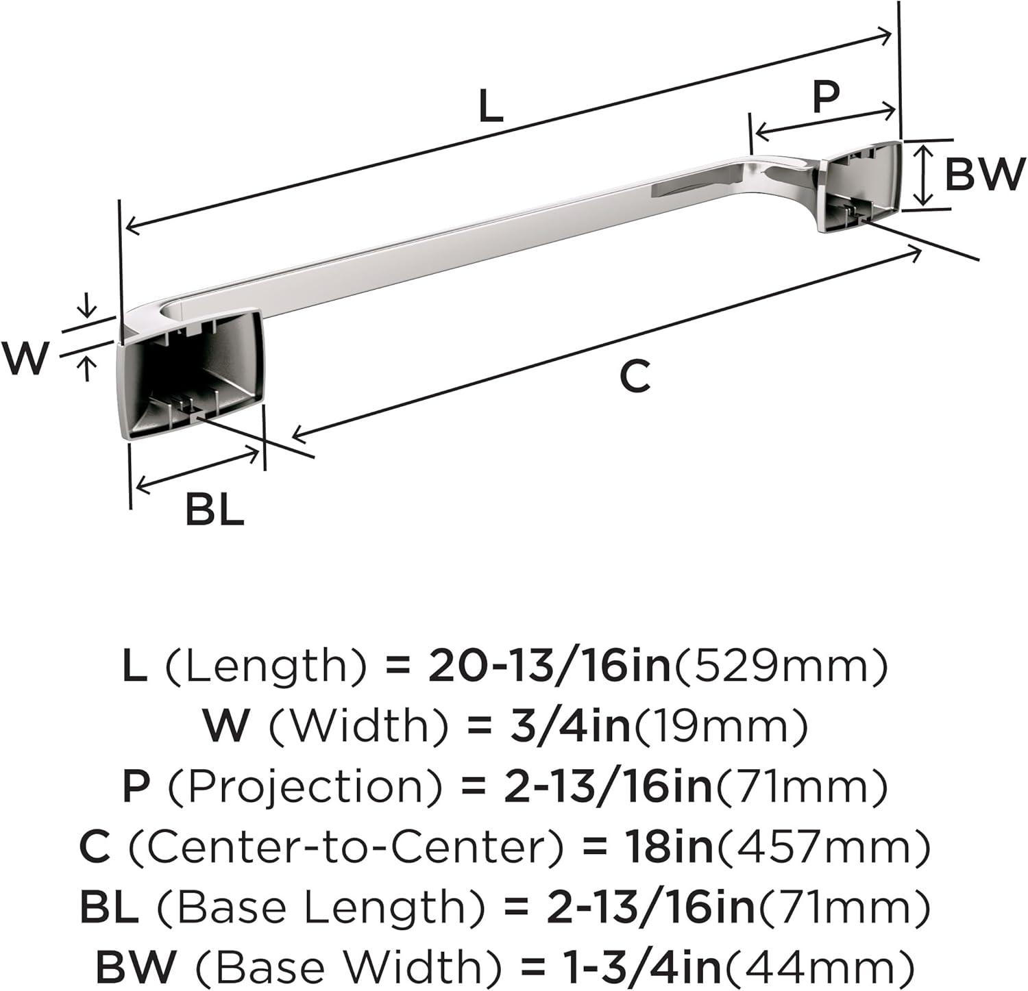 imageAmerock BH3601426 Chrome Towel Bar 24 in 610 mm Towel Rack Highland Ridge Bathroom Towel Holder Bathroom Hardware Bath AccessoriesPolished Nickel