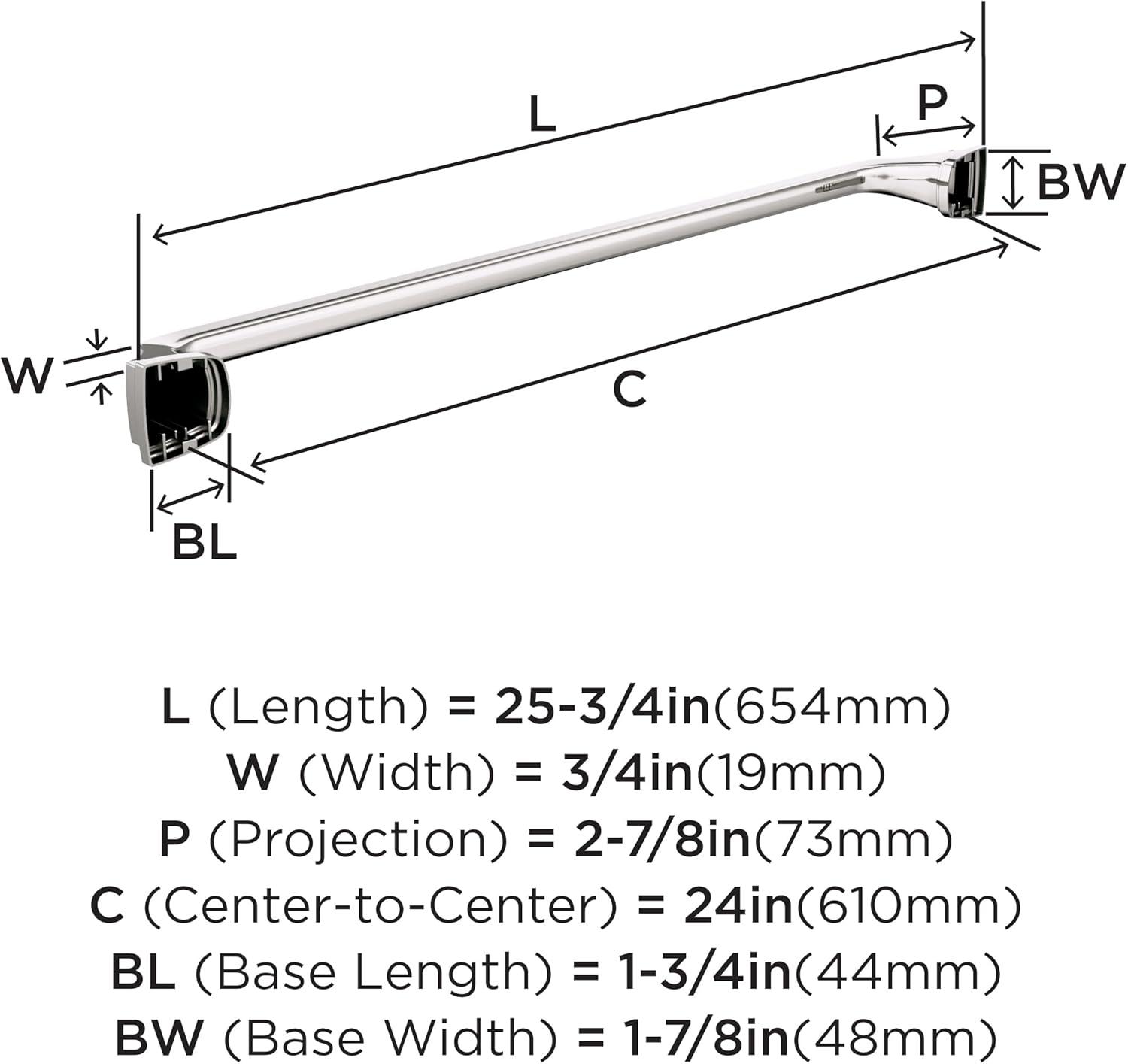 imageAmerock BH36034CZ Champagne Bronze Towel Bar 24 in 610 mm Towel Rack Revitalize Bathroom Towel Holder Bathroom Hardware Bath AccessoriesPolished Nickel