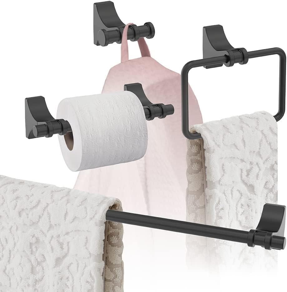 imageAmerock BH36050MB Matte Black Double Robe Hook 21516 in 75 mm Length Towel Holder Davenport Towel Hook for Bathroom Bathroom Hardware Bath AccessoriesMatte Black