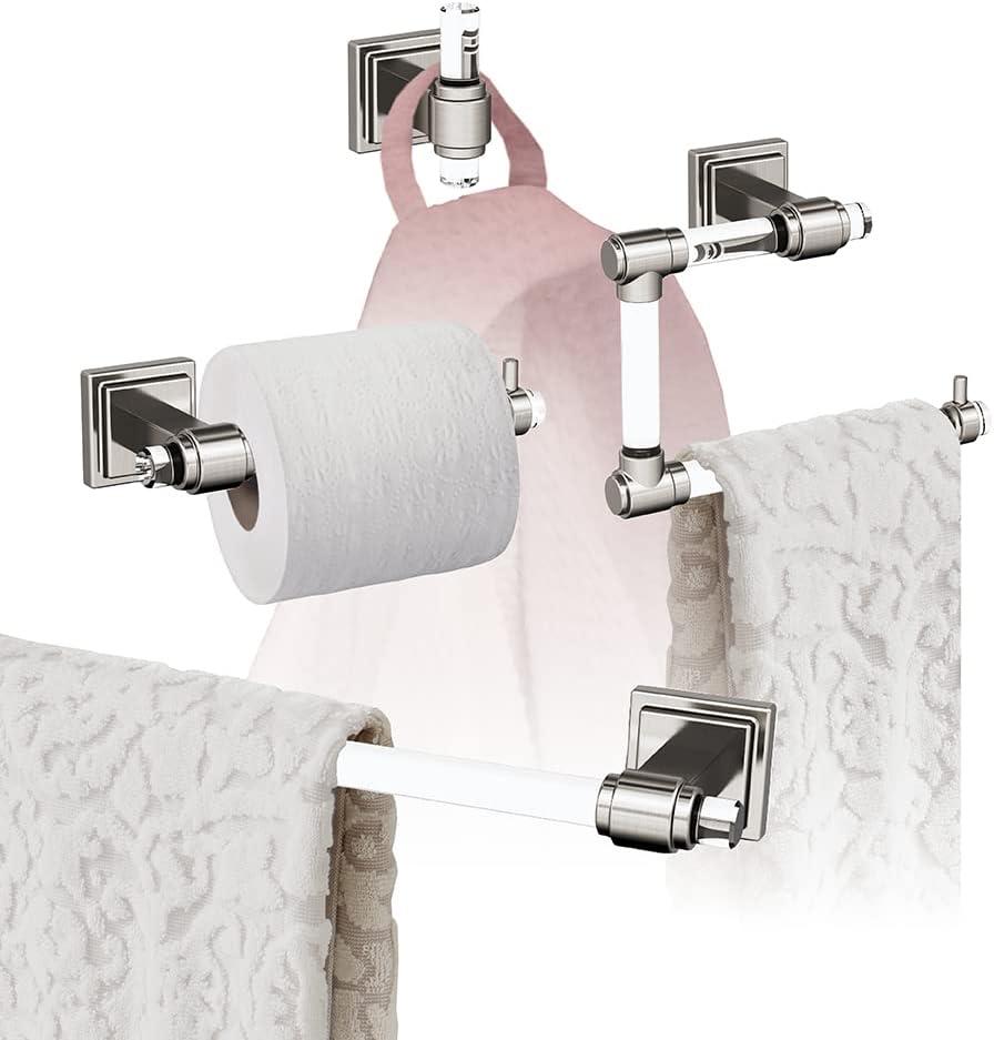 imageAmerock BH36063CCZ ClearChampagne Bronze Towel Bar 18 in 457 mm Towel Rack Glacio Bathroom Towel Holder Bathroom Hardware Bath AccessoriesClearBrushed Nickel