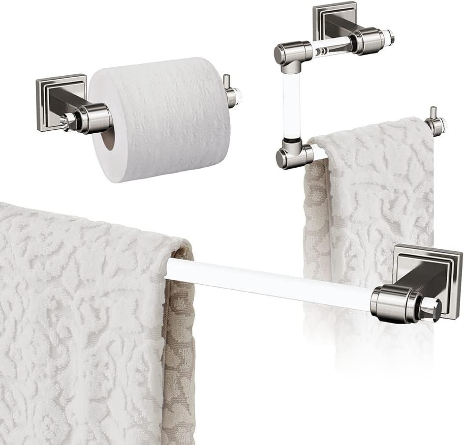 imageAmerock BH36063CCZ ClearChampagne Bronze Towel Bar 18 in 457 mm Towel Rack Glacio Bathroom Towel Holder Bathroom Hardware Bath AccessoriesClearBrushed Nickel