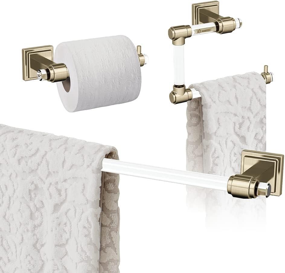 imageAmerock BH36063CCZ ClearChampagne Bronze Towel Bar 18 in 457 mm Towel Rack Glacio Bathroom Towel Holder Bathroom Hardware Bath AccessoriesClearGolden Champagne