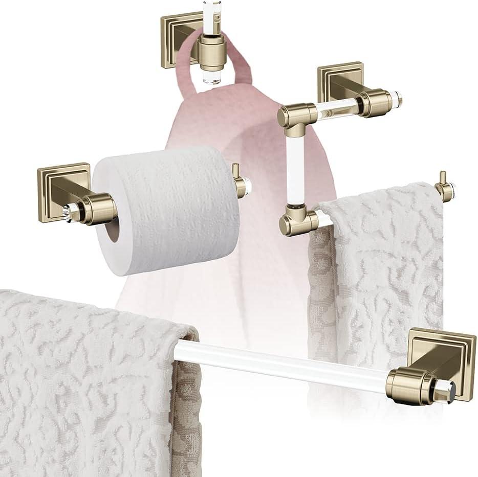 imageAmerock BH36063CCZ ClearChampagne Bronze Towel Bar 18 in 457 mm Towel Rack Glacio Bathroom Towel Holder Bathroom Hardware Bath AccessoriesClearGolden Champagne
