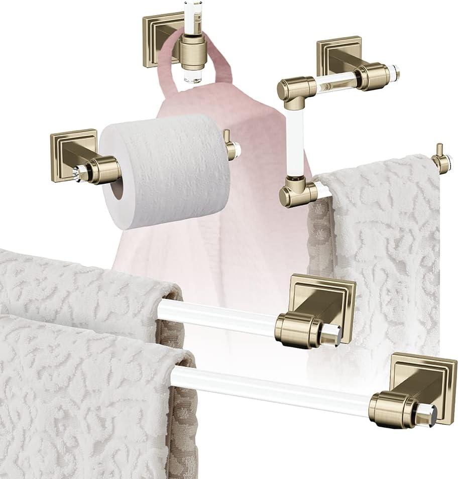 imageAmerock BH36063CCZ ClearChampagne Bronze Towel Bar 18 in 457 mm Towel Rack Glacio Bathroom Towel Holder Bathroom Hardware Bath AccessoriesClearGolden Champagne