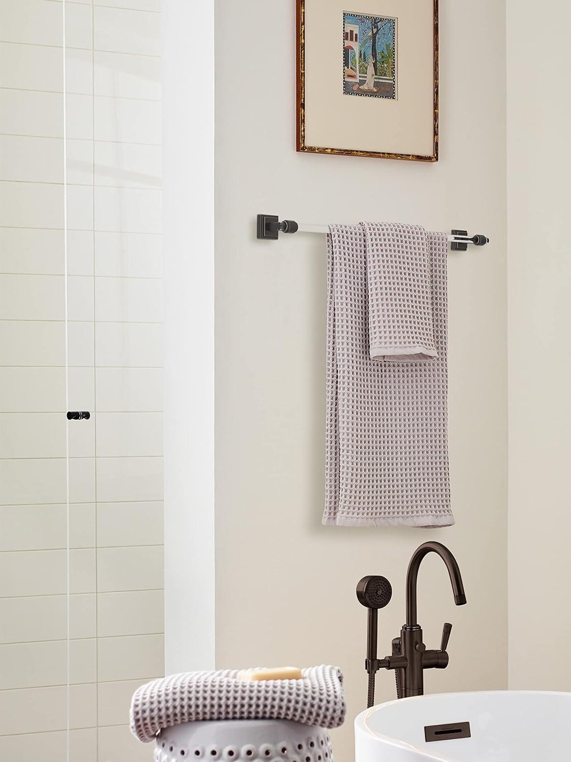 imageAmerock BH36063CCZ ClearChampagne Bronze Towel Bar 18 in 457 mm Towel Rack Glacio Bathroom Towel Holder Bathroom Hardware Bath AccessoriesClearOil Rubbed Bronze