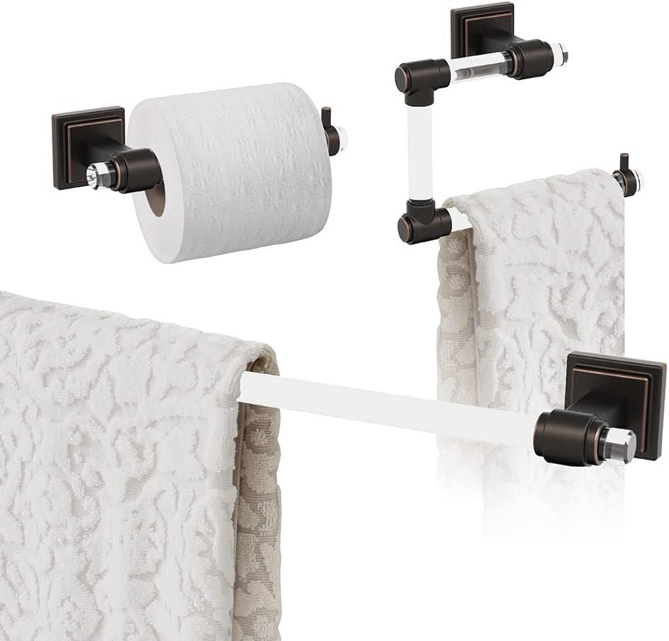 imageAmerock BH36063CCZ ClearChampagne Bronze Towel Bar 18 in 457 mm Towel Rack Glacio Bathroom Towel Holder Bathroom Hardware Bath AccessoriesClearOil Rubbed Bronze