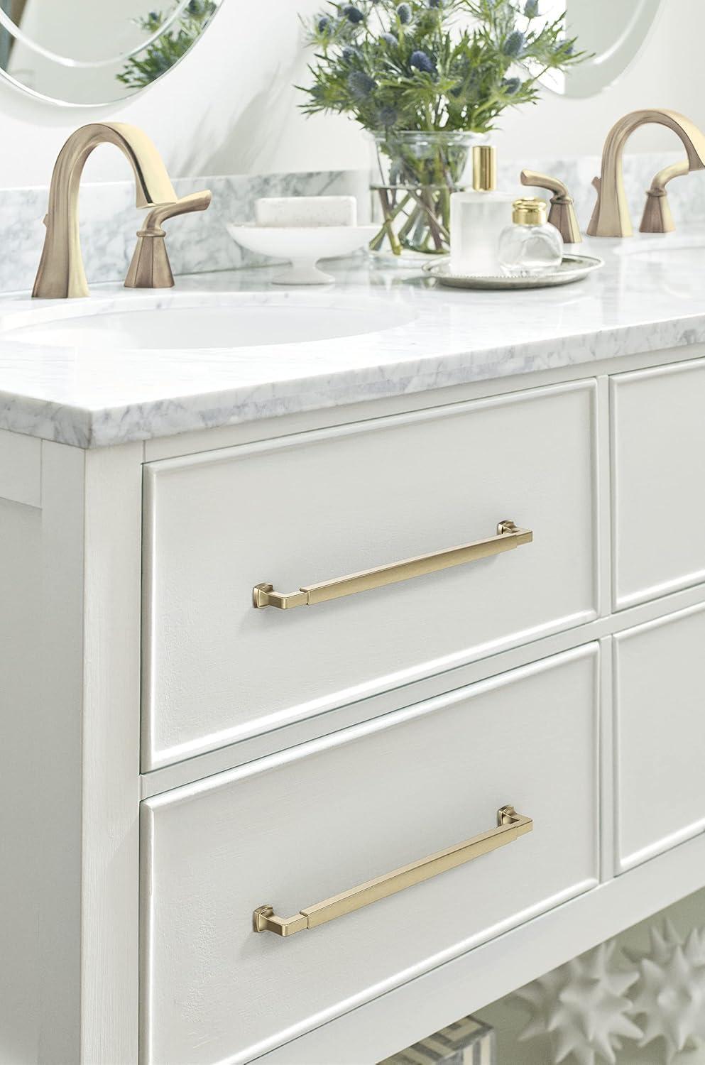 imageAmerock BP36890FB Stature Cabinet Pull 81316 in 224 mm CentertoCenter Matte BlackGolden Champagne