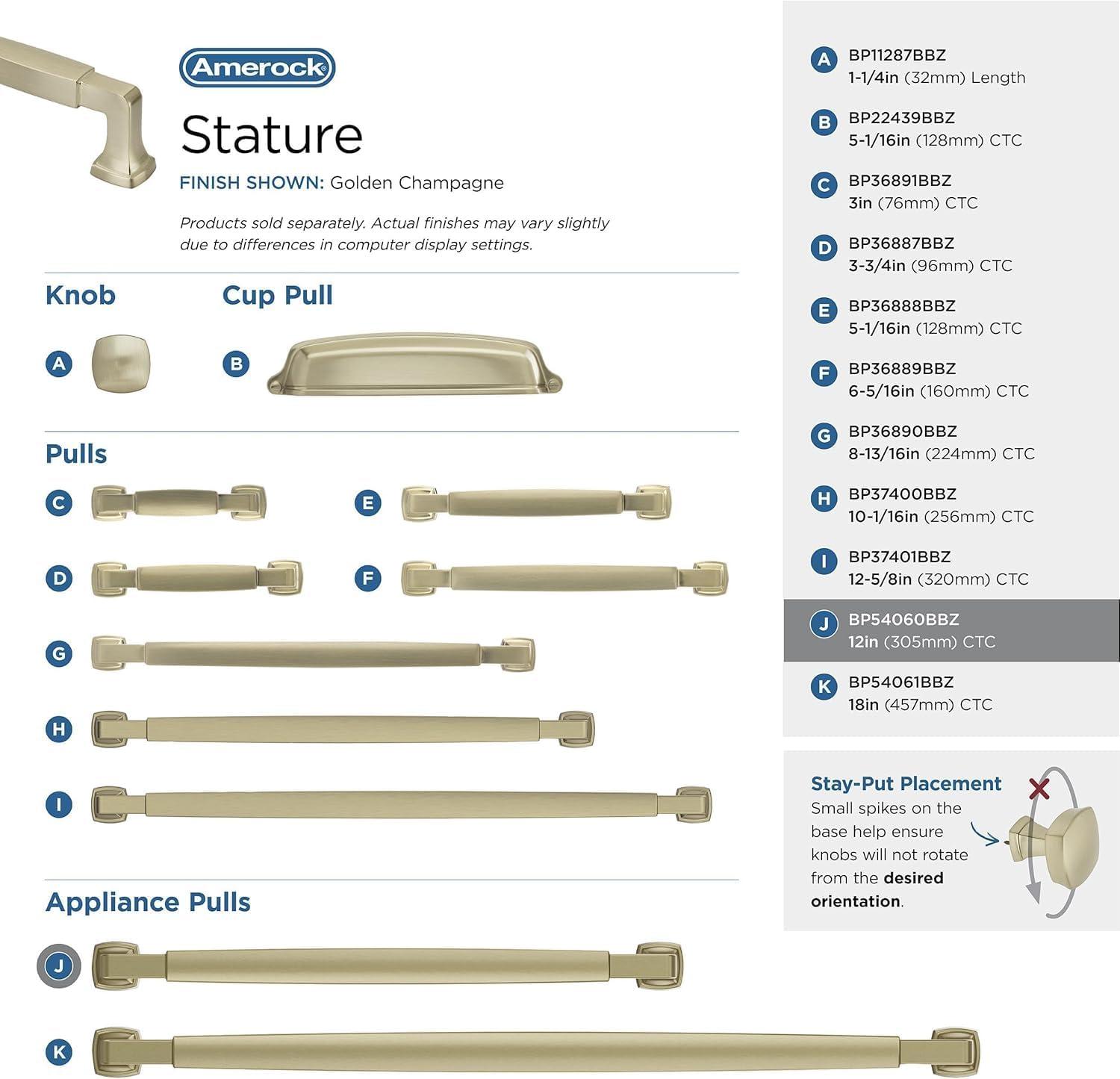 imageAmerock BP36890FB Stature Cabinet Pull 81316 in 224 mm CentertoCenter Matte BlackGolden Champagne