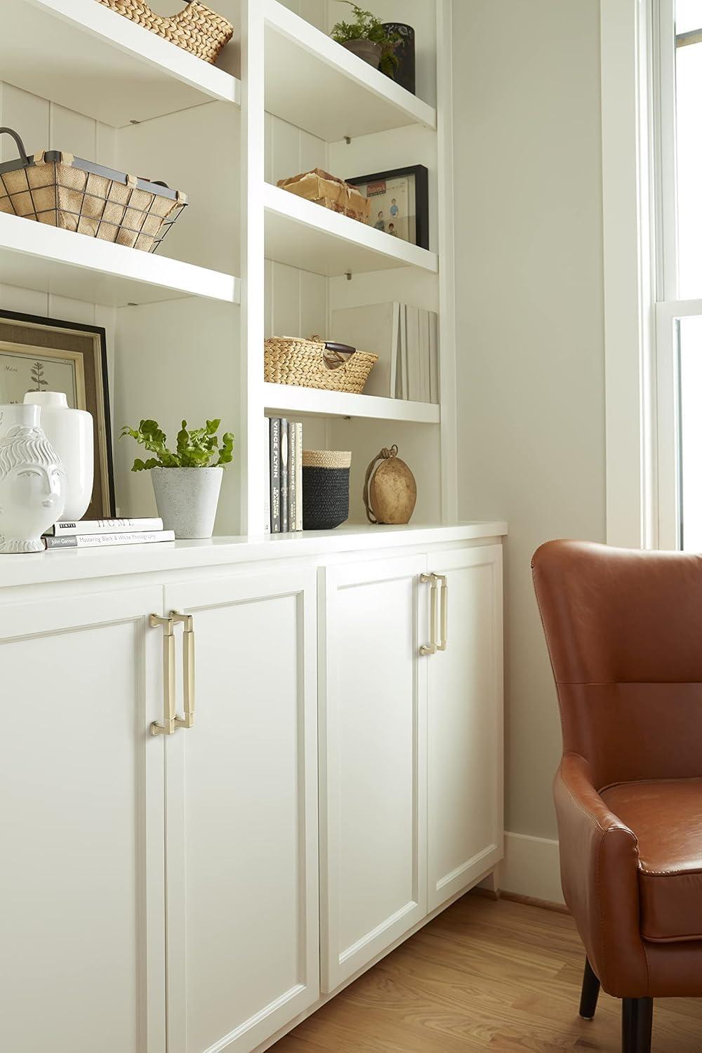 imageAmerock BP36890FB Stature Cabinet Pull 81316 in 224 mm CentertoCenter Matte BlackGolden Champagne