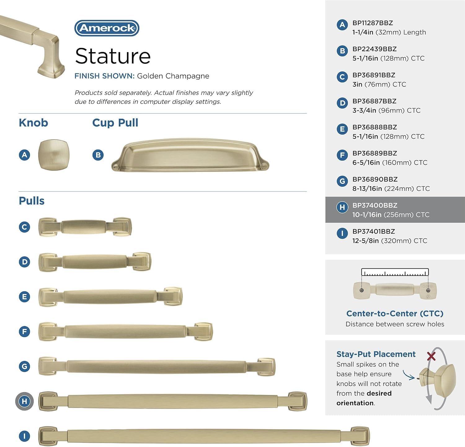 imageAmerock BP36890FB Stature Cabinet Pull 81316 in 224 mm CentertoCenter Matte BlackGolden Champagne