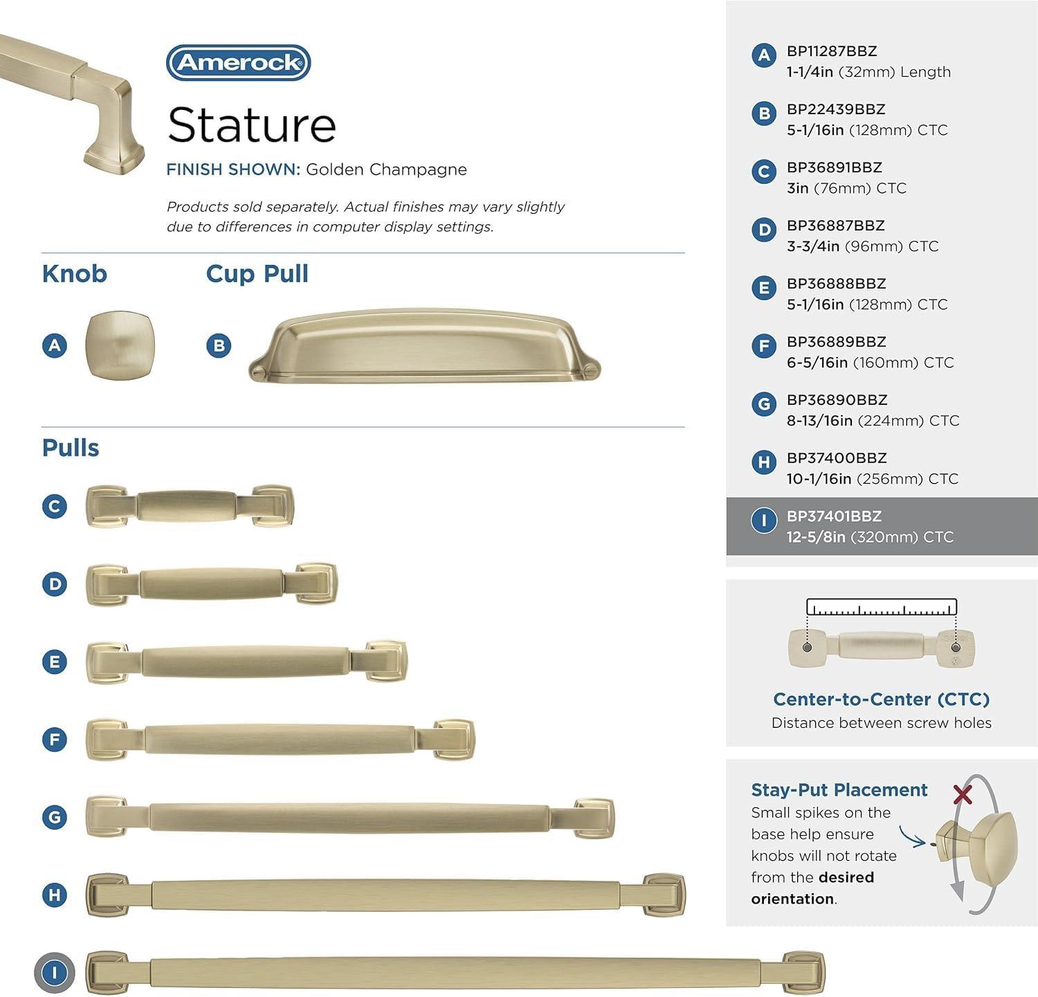 imageAmerock BP36890FB Stature Cabinet Pull 81316 in 224 mm CentertoCenter Matte BlackGolden Champagne
