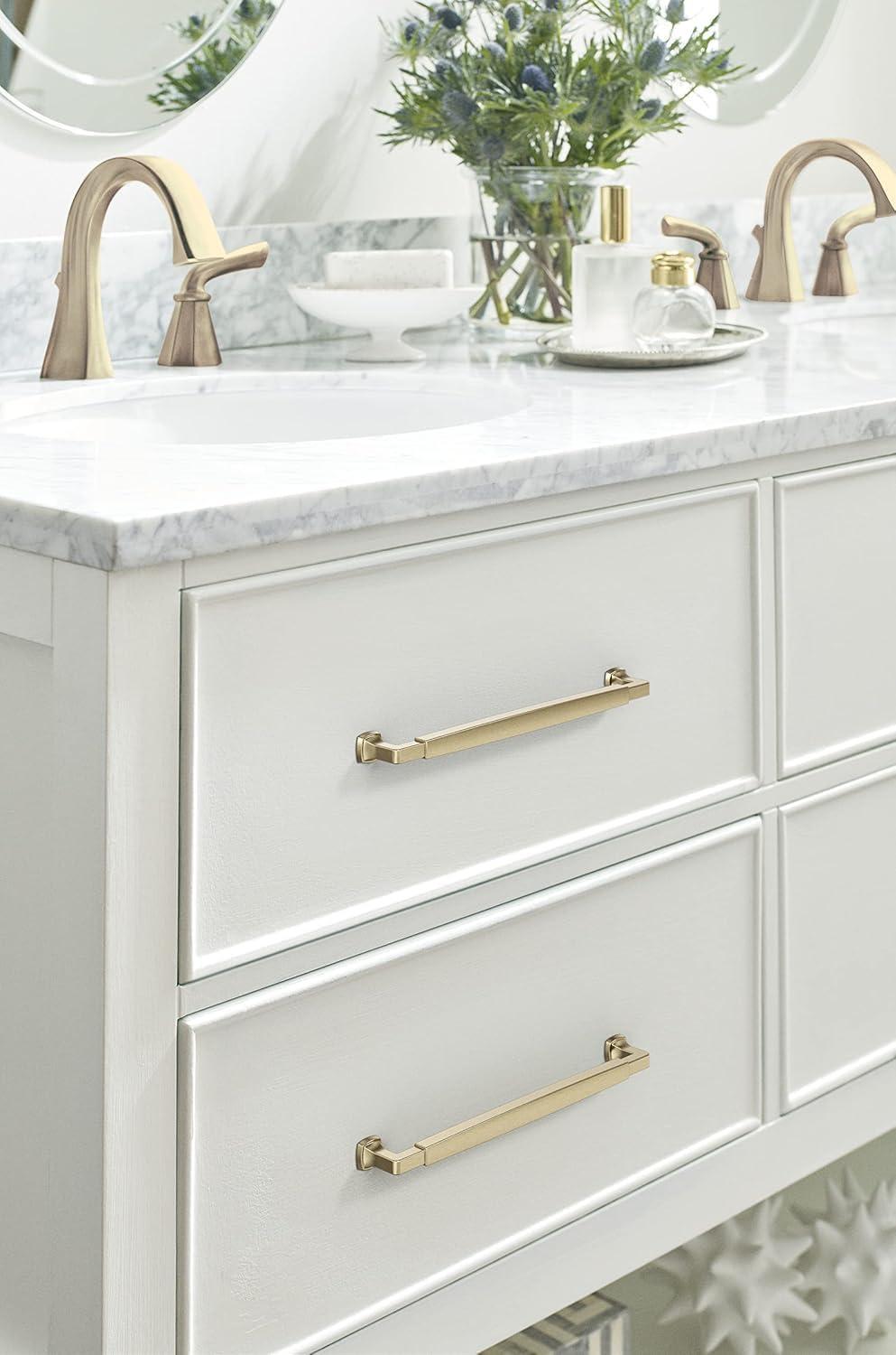 imageAmerock BP36890FB Stature Cabinet Pull 81316 in 224 mm CentertoCenter Matte BlackGolden Champagne