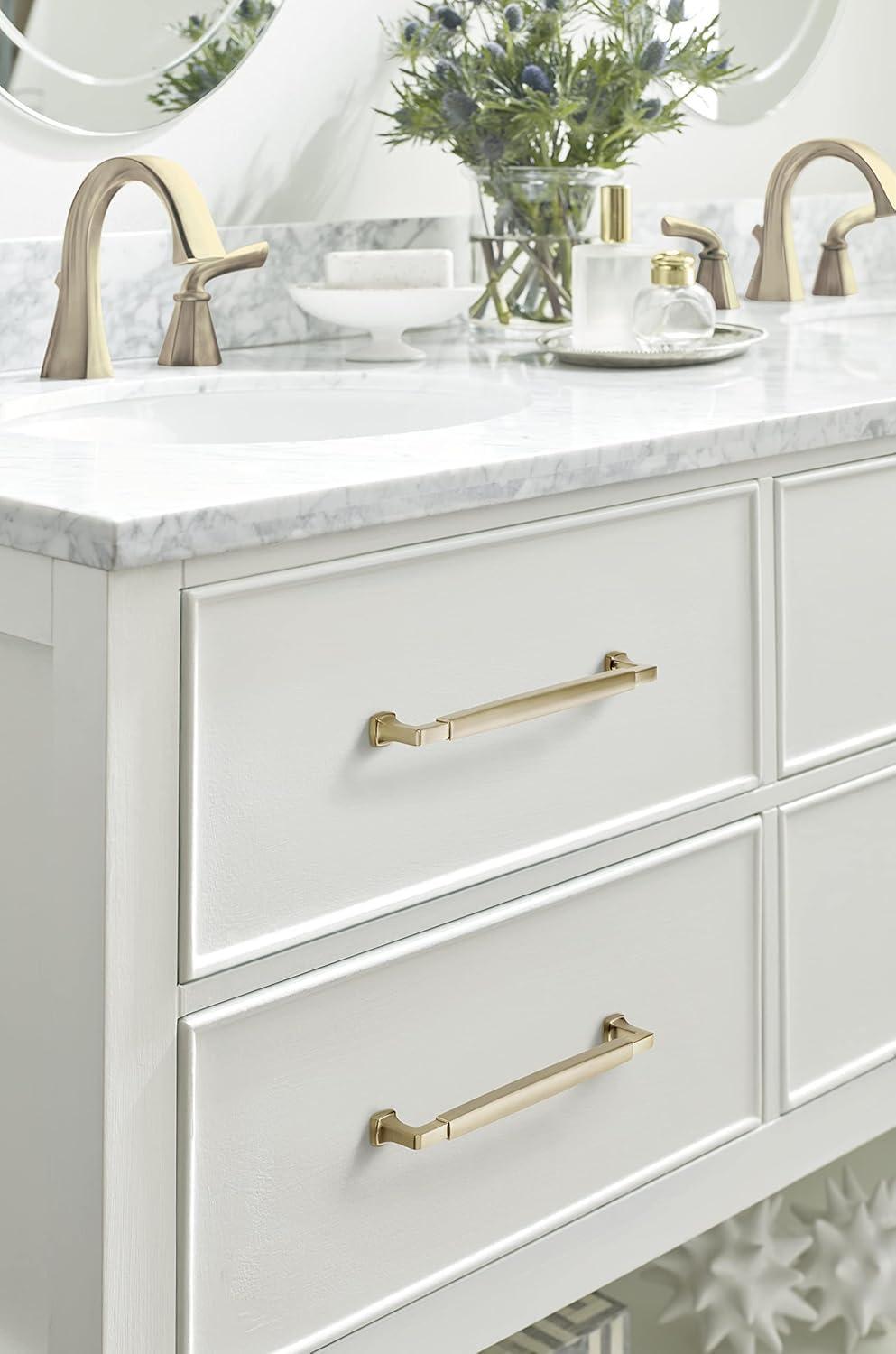 imageAmerock BP36890FB Stature Cabinet Pull 81316 in 224 mm CentertoCenter Matte BlackGolden Champagne