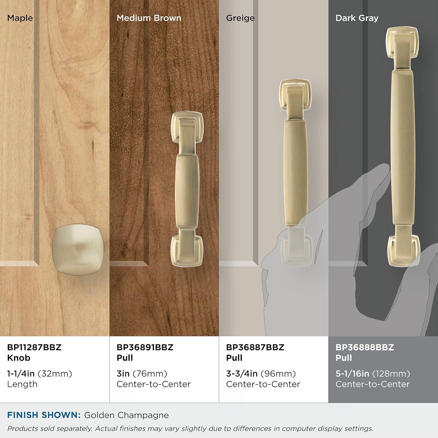 imageAmerock BP36890FB Stature Cabinet Pull 81316 in 224 mm CentertoCenter Matte BlackGolden Champagne