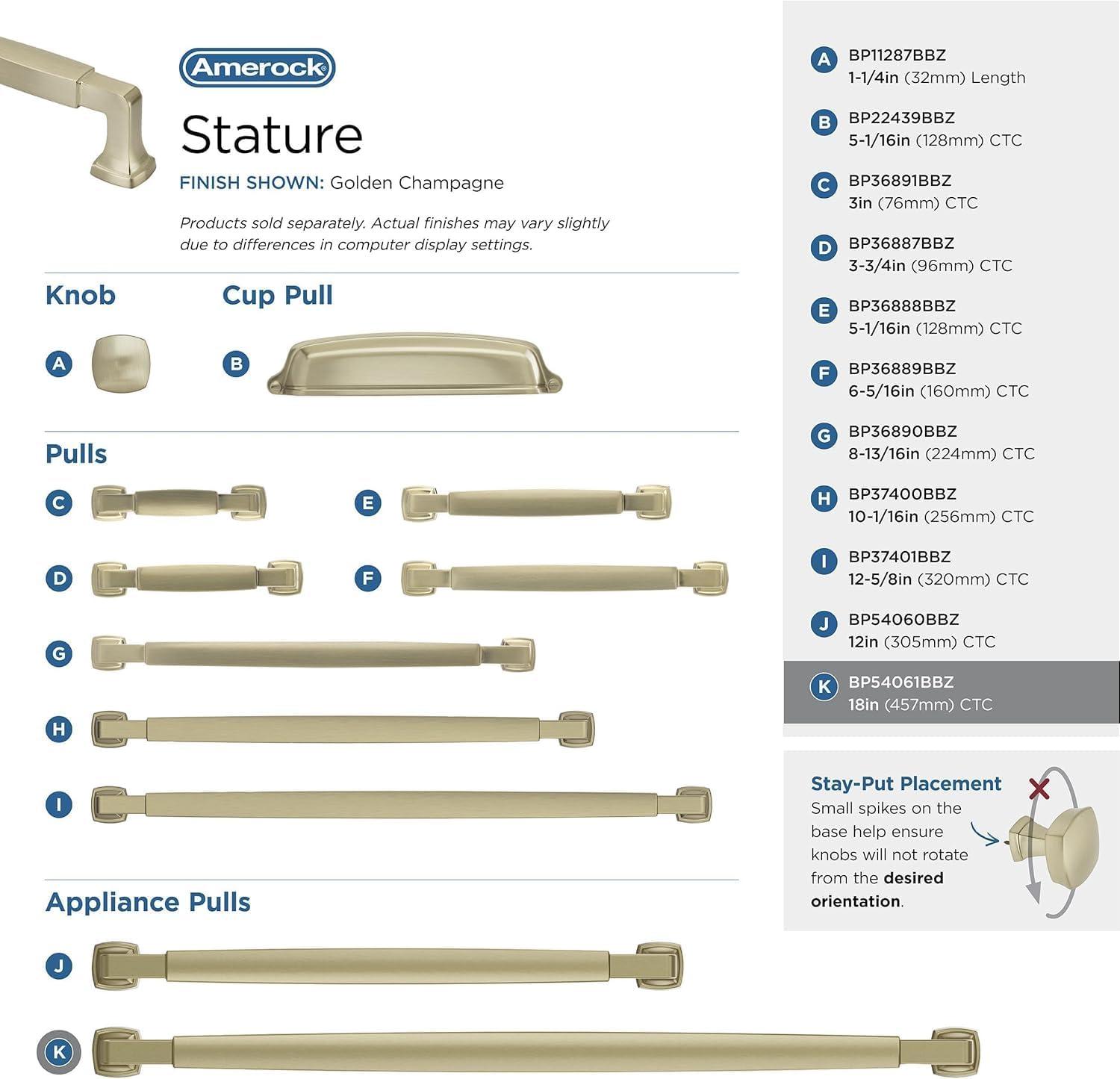 imageAmerock BP36890FB Stature Cabinet Pull 81316 in 224 mm CentertoCenter Matte BlackGolden Champagne
