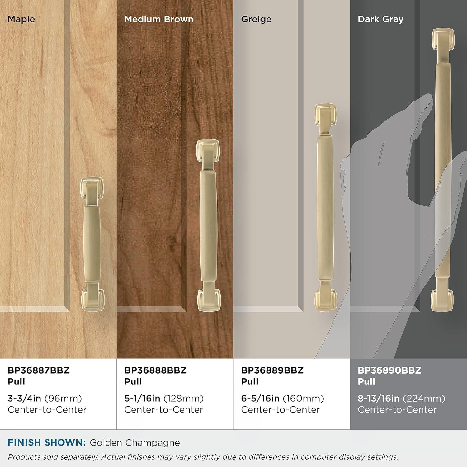 imageAmerock BP36890FB Stature Cabinet Pull 81316 in 224 mm CentertoCenter Matte BlackGolden Champagne