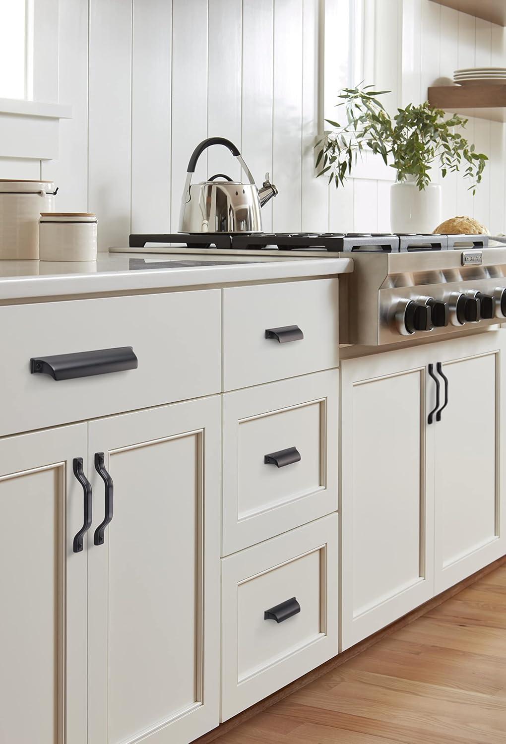 imageAmerock BP452364MB Kitchen Cabinet Cup Pull Matte Black 212 in 64 mm CentertoCenter Jolene 1 Pack Furniture Hardware Cabinet Handle Bathroom Drawer PullMatte Black