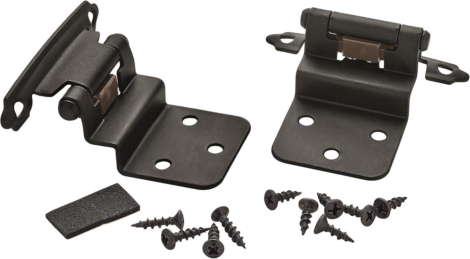 imageAmerock BPR3428BB Cabinet Hinge 38 in 10 mm Inset Self Closing Face Mount Burnished Brass Kitchen Cabinet Door Hinge 1 Pair2 Pack Functional HardwareMatte Black
