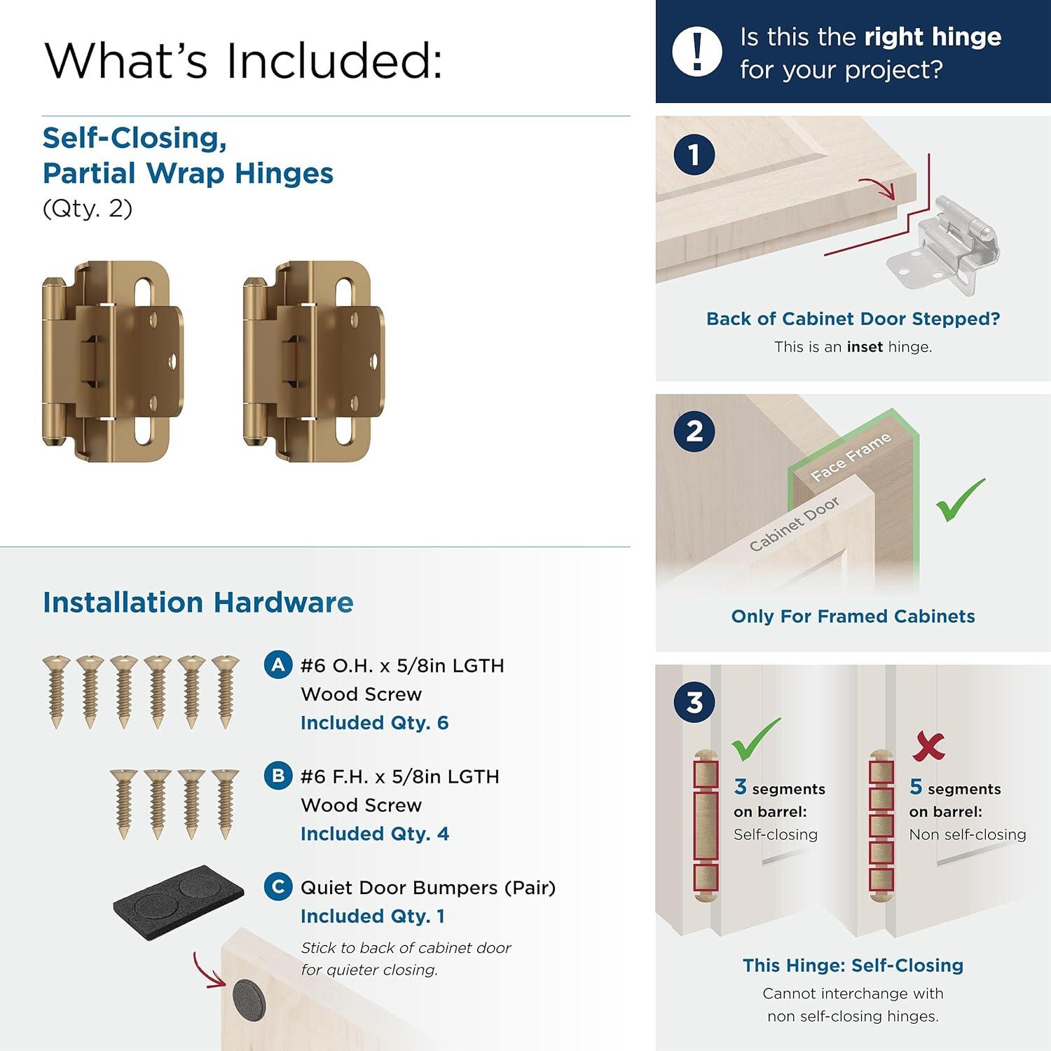 imageAmerock BPR7540BB Cabinet Hinge 12 in 13 mm Overlay Self Closing Full Wrap Burnished Brass Kitchen Cabinet Door Hinge 1 Pair2 Pack Functional HardwareChampagne Bronze