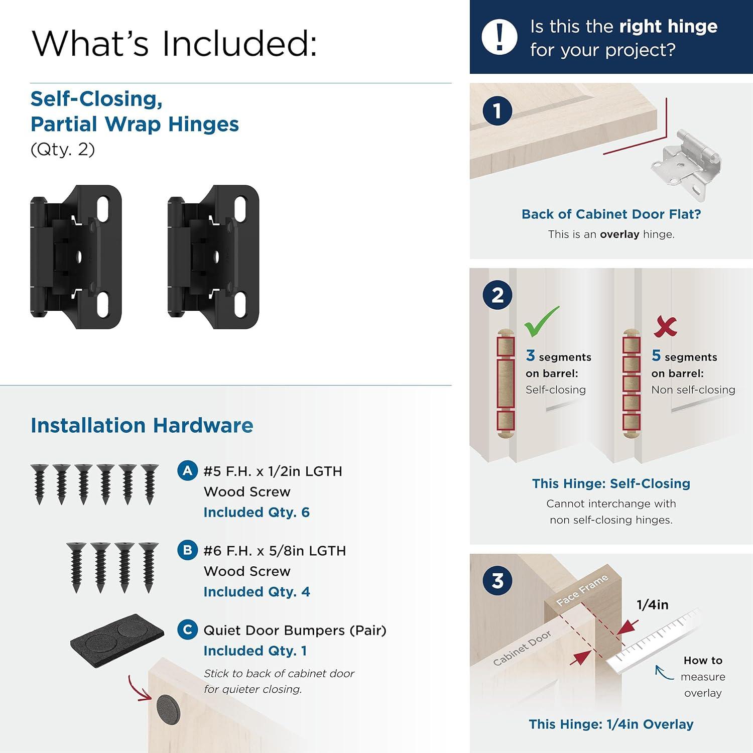 imageAmerock BPR7540BB Cabinet Hinge 12 in 13 mm Overlay Self Closing Full Wrap Burnished Brass Kitchen Cabinet Door Hinge 1 Pair2 Pack Functional HardwareMatte Black