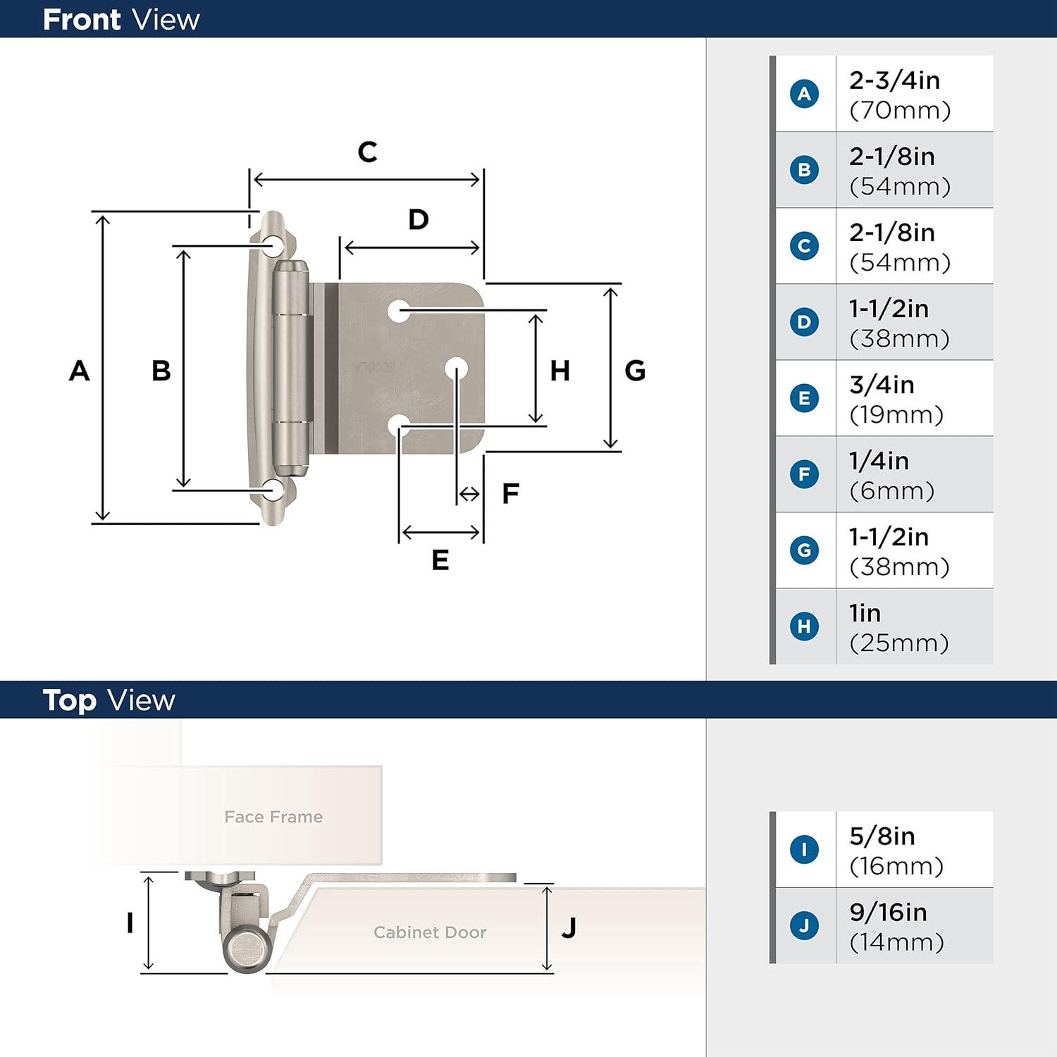 imageAmerock BPR762926 Face Frame Cabinet Hinge Variable Overlay Hinge Polished Chrome 2 Pack SelfClosing Hinge Kitchen Cabinet Door Hinge 1 Pair2 Pack Functional HardwareSatin Nickel