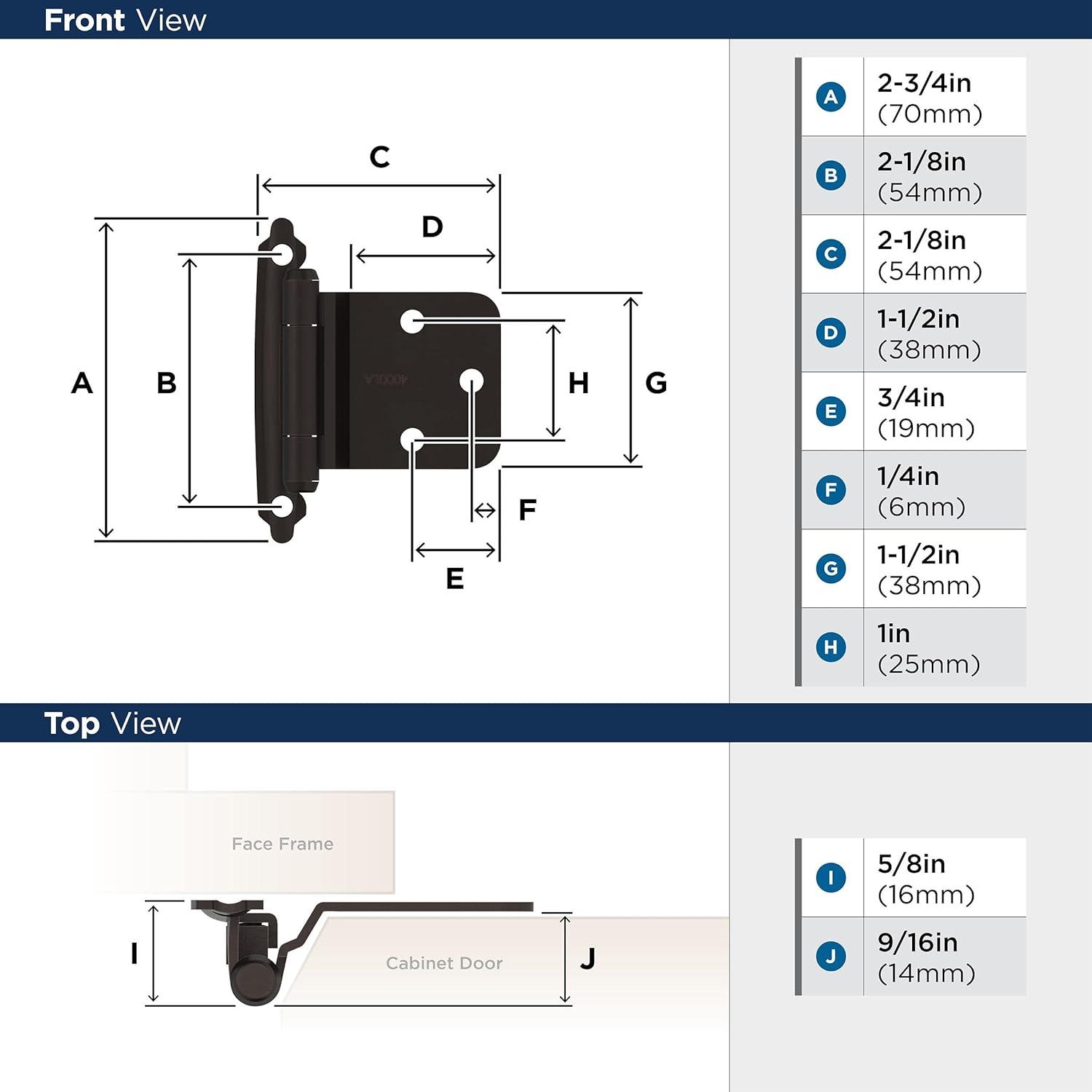 imageAmerock BPR7629CZ Face Frame Cabinet Hinge Variable Overlay Self Closing Face Mount Champagne Bronze Kitchen Cabinet Door Hinge 1 Pair2 Pack Functional HardwareOil Rubbed Bronze