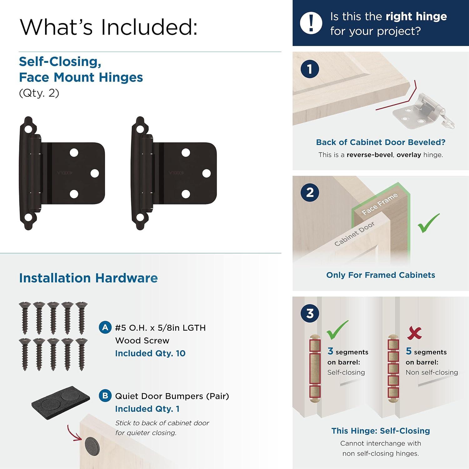imageAmerock BPR7629CZ Face Frame Cabinet Hinge Variable Overlay Self Closing Face Mount Champagne Bronze Kitchen Cabinet Door Hinge 1 Pair2 Pack Functional HardwareOil Rubbed Bronze