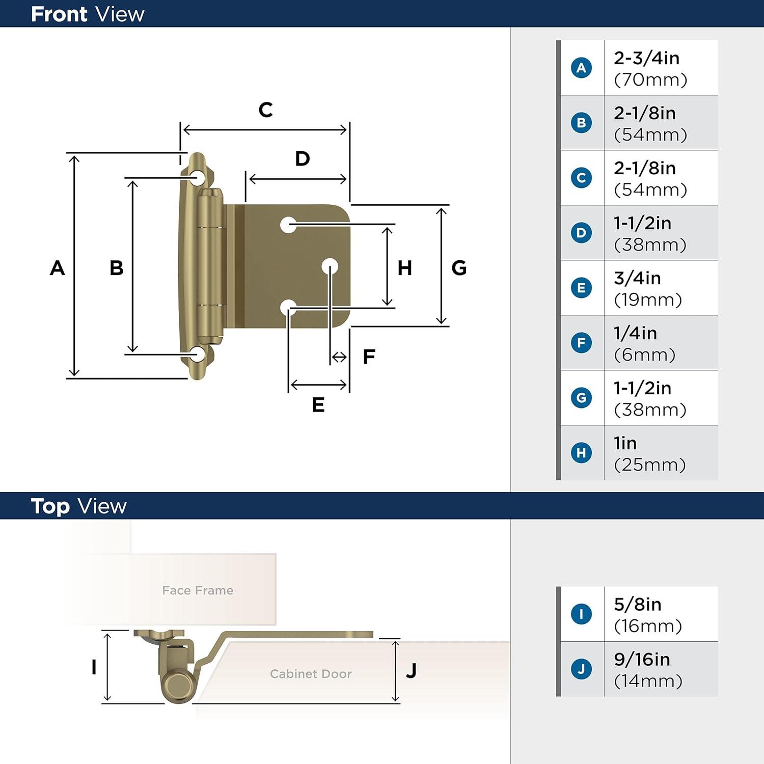 imageAmerock BPR7629CZ Face Frame Cabinet Hinge Variable Overlay Self Closing Face Mount Champagne Bronze Kitchen Cabinet Door Hinge 1 Pair2 Pack Functional HardwareGolden Champagne