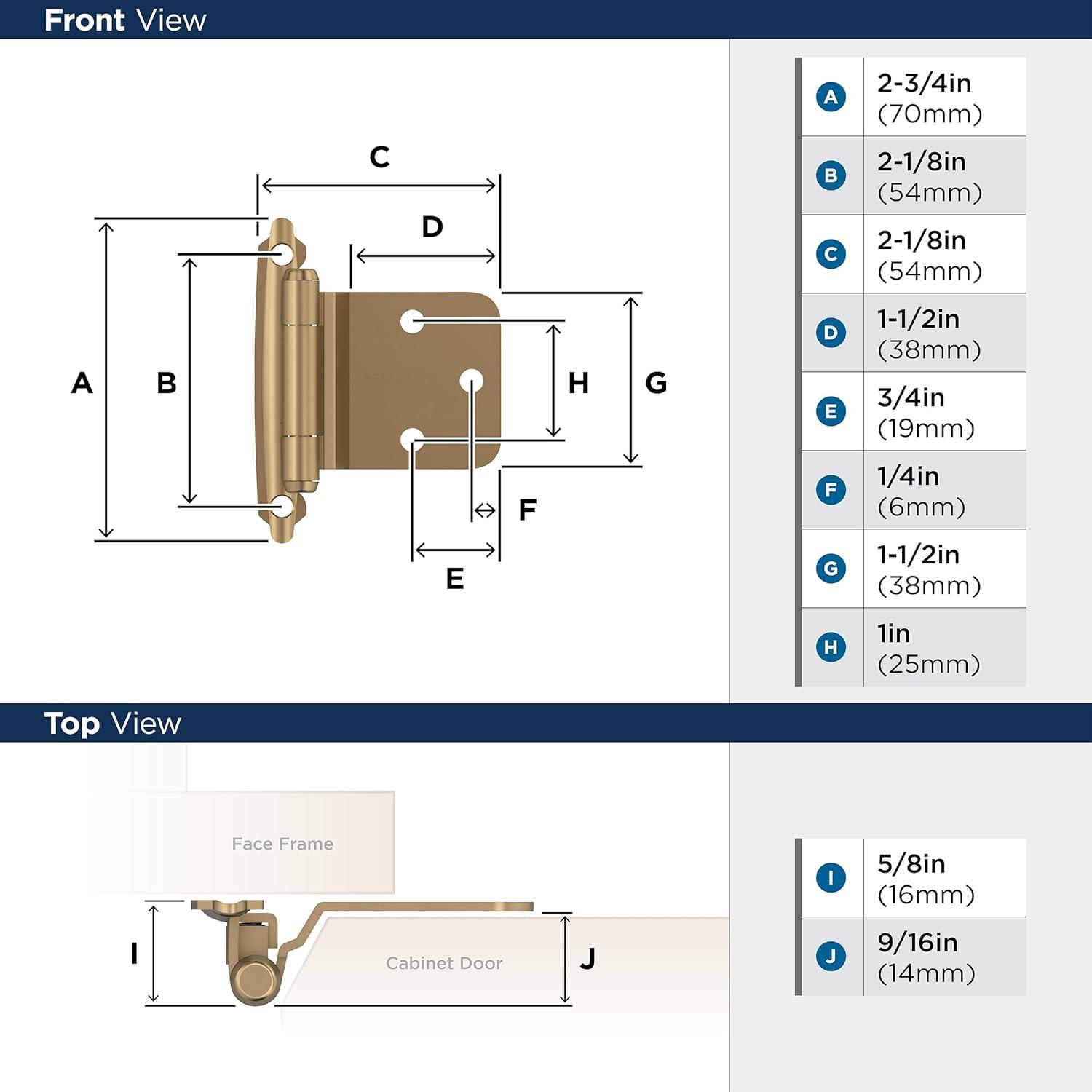 imageAmerock BPR7629CZ Face Frame Cabinet Hinge Variable Overlay Self Closing Face Mount Champagne Bronze Kitchen Cabinet Door Hinge 1 Pair2 Pack Functional HardwareChampagne Bronze