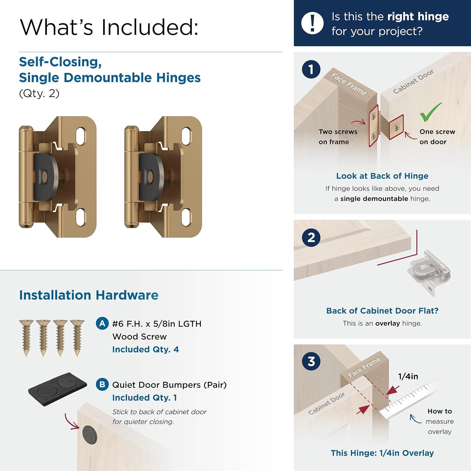 imageAmerock BPR8704CZ Cabinet Hinge 12 in 13 mm Overlay Double Demountable Champagne Bronze Kitchen Cabinet Door Hinge 1 Pair2 Pack Functional HardwareChampagne Bronze