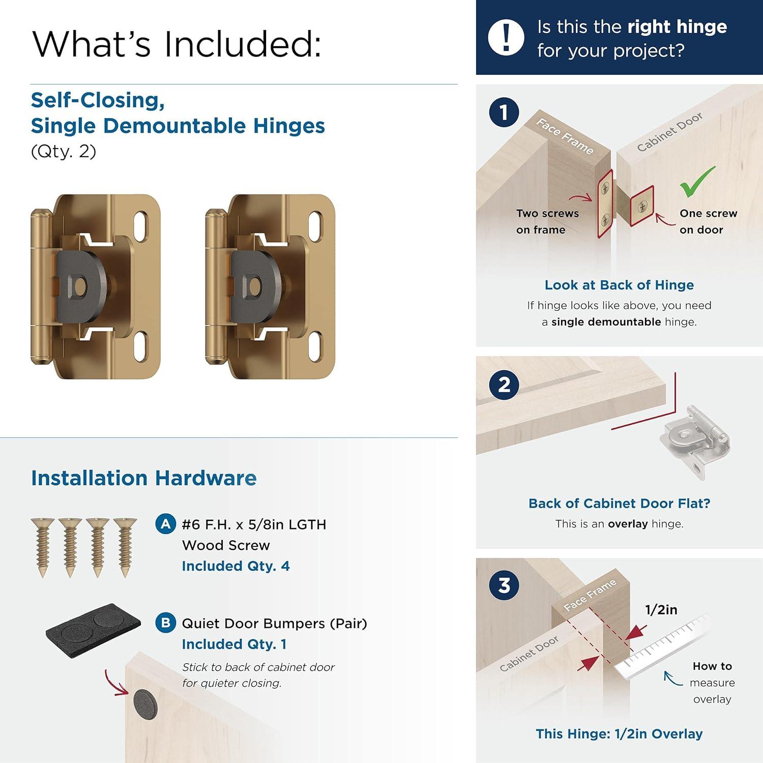 imageAmerock BPR8704CZ Cabinet Hinge 12 in 13 mm Overlay Double Demountable Champagne Bronze Kitchen Cabinet Door Hinge 1 Pair2 Pack Functional HardwareChampagne Bronze