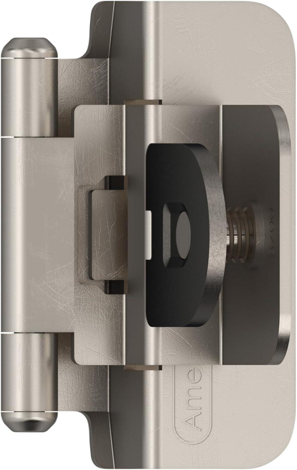 imageAmerock BPR8704CZ Cabinet Hinge 12 in 13 mm Overlay Double Demountable Champagne Bronze Kitchen Cabinet Door Hinge 1 Pair2 Pack Functional HardwareSatin Nickel