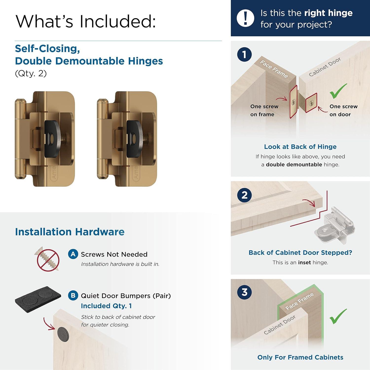 imageAmerock BPR8704CZ Cabinet Hinge 12 in 13 mm Overlay Double Demountable Champagne Bronze Kitchen Cabinet Door Hinge 1 Pair2 Pack Functional HardwareChampagne Bronze