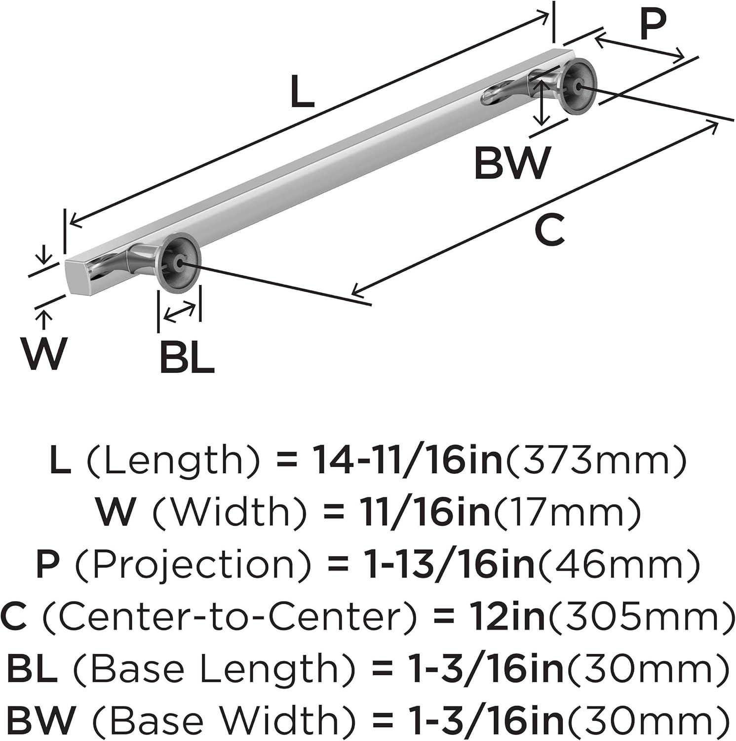 imageAmerock Corp BP37111CZ Everett Appliance Pull 18 in 457 mm CentertoCenter Champagne BronzePolished Chrome