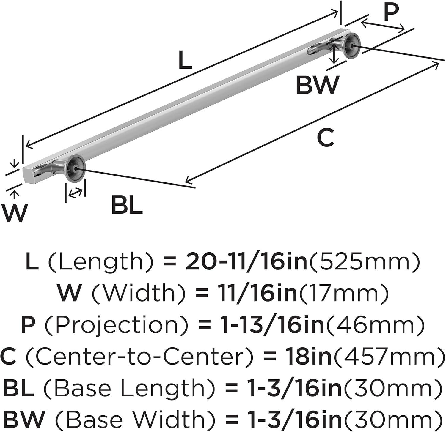 imageAmerock Corp BP37111CZ Everett Appliance Pull 18 in 457 mm CentertoCenter Champagne BronzePolished Chrome