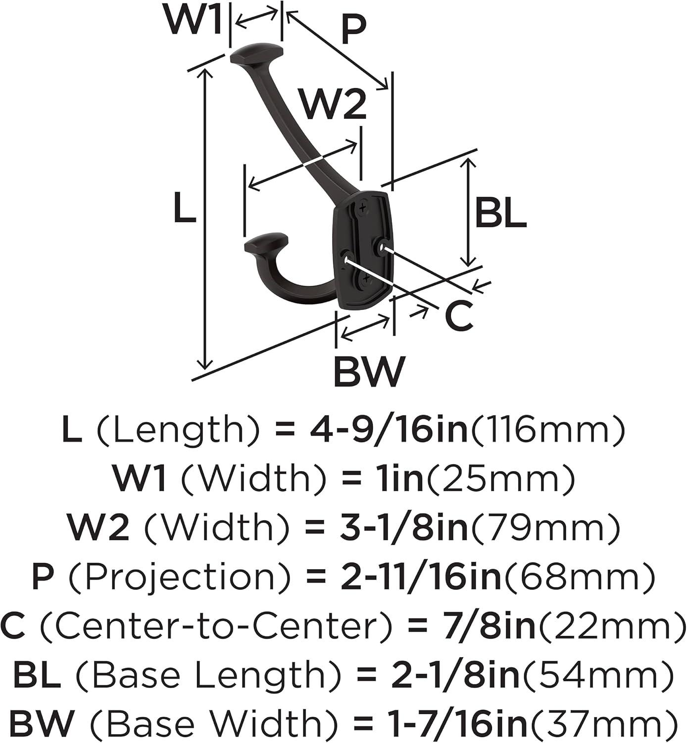 imageAmerock H37004ORB Vicinity Triple Prong Decorative Wall Hook Oil Rubbed Bronze Hook for Coats Hats Backpacks Bags Hooks for Bathroom Bedroom Closet Entryway Laundry Room OfficeOil Rubbed Bronze