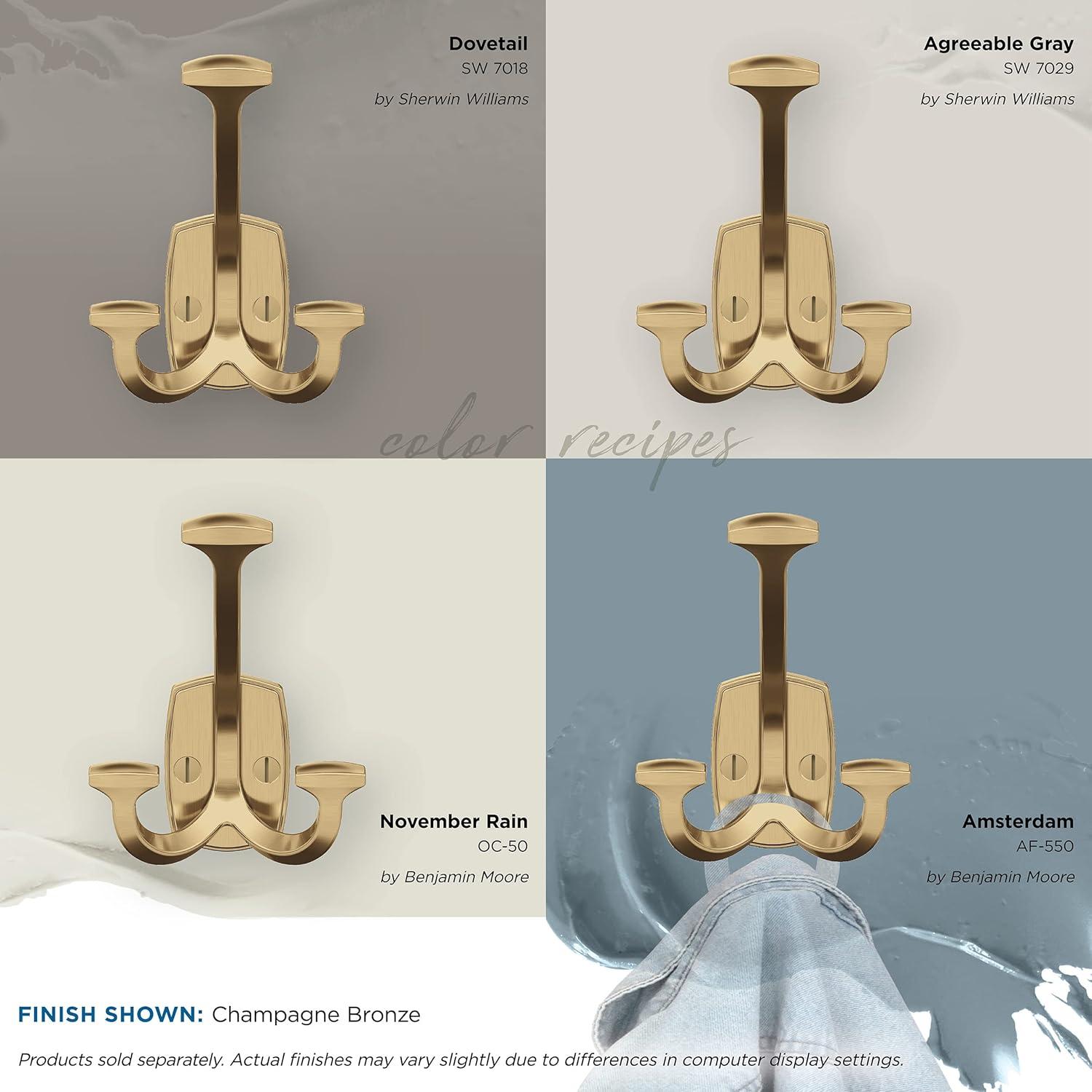imageAmerock H37004ORB Vicinity Triple Prong Decorative Wall Hook Oil Rubbed Bronze Hook for Coats Hats Backpacks Bags Hooks for Bathroom Bedroom Closet Entryway Laundry Room OfficeChampagne Bronze