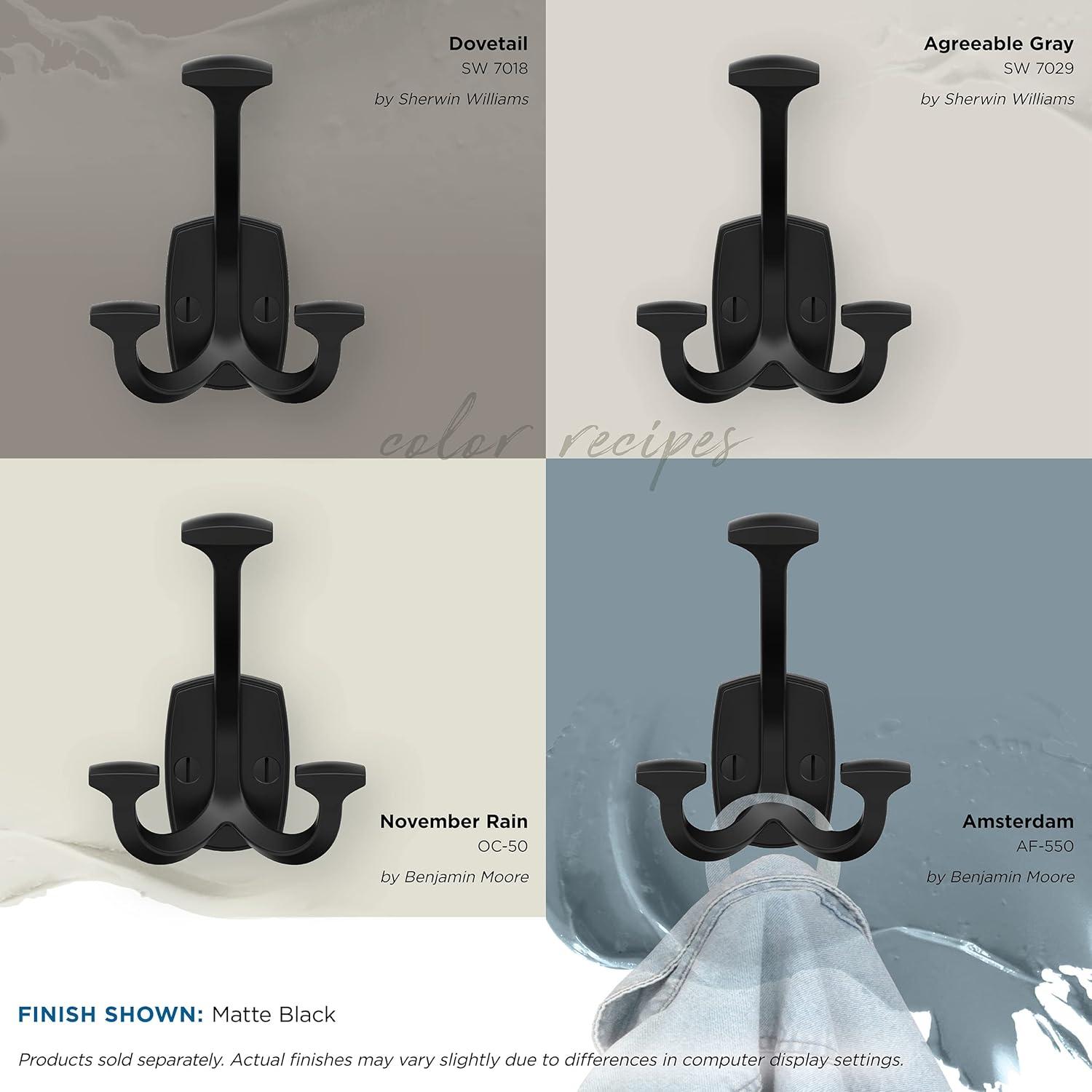 imageAmerock H37004ORB Vicinity Triple Prong Decorative Wall Hook Oil Rubbed Bronze Hook for Coats Hats Backpacks Bags Hooks for Bathroom Bedroom Closet Entryway Laundry Room OfficeMatte Black