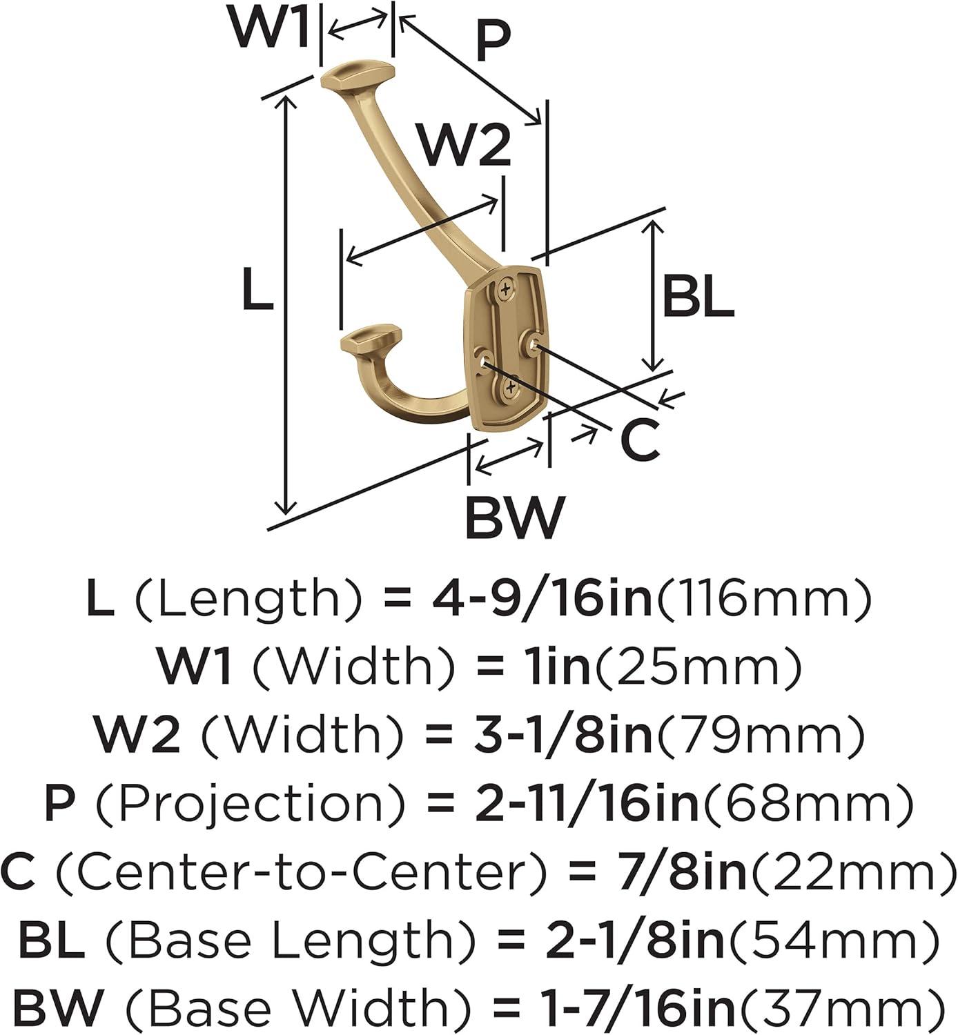 imageAmerock H37004ORB Vicinity Triple Prong Decorative Wall Hook Oil Rubbed Bronze Hook for Coats Hats Backpacks Bags Hooks for Bathroom Bedroom Closet Entryway Laundry Room OfficeChampagne Bronze