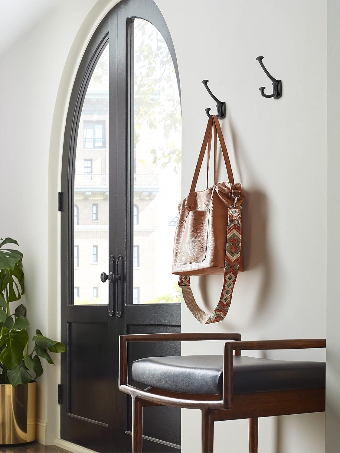 imageAmerock H37004ORB Vicinity Triple Prong Decorative Wall Hook Oil Rubbed Bronze Hook for Coats Hats Backpacks Bags Hooks for Bathroom Bedroom Closet Entryway Laundry Room OfficeMatte Black