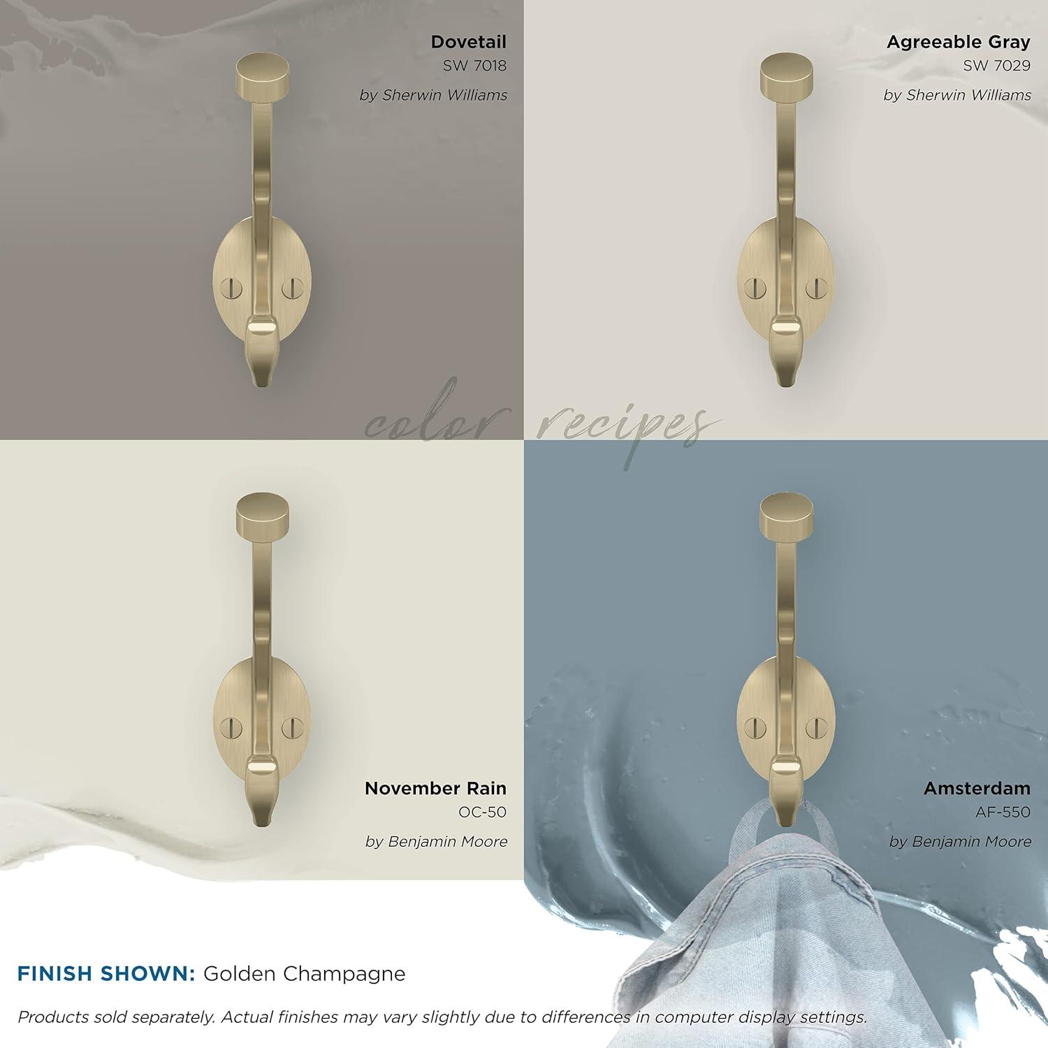 imageAmerock H55465CZ Adare Double Prong Decorative Wall Hook Champagne Bronze Hook for Coats Hats Backpacks Bags Hooks for Bathroom Bedroom Closet Entryway Laundry Room OfficeGolden Champagne